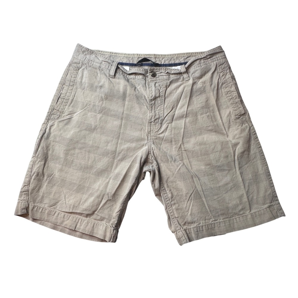 The North Face Shorts Mens 36 Tan Plaid Cotton Flat Front Hiking Casual Utility